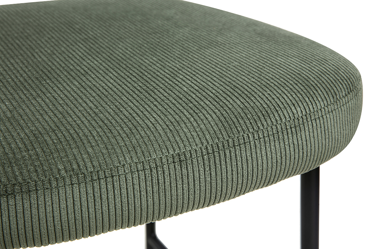Tabourets de bar en velours ctel vert kaki et mtal noir BREKA