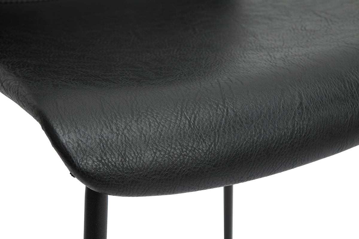 Tabourets de bar fixes noirs aspect vieilli et m�tal noir H75 (lot de 2) HAROLD