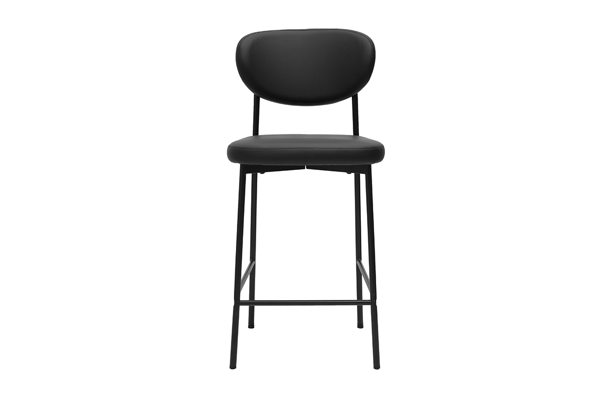 Tabouret de bar noir BREKA en mtal, vue de face.