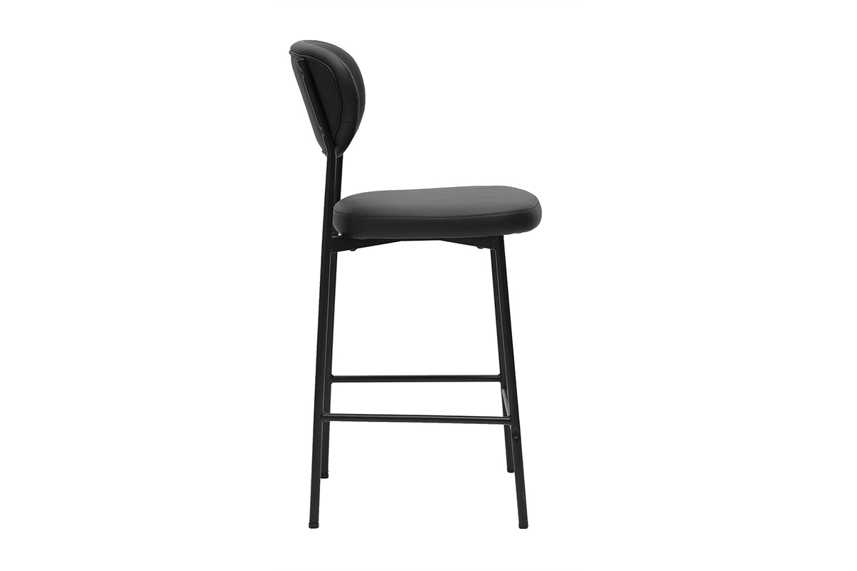 Tabouret de bar noir BREKA, vue de profil