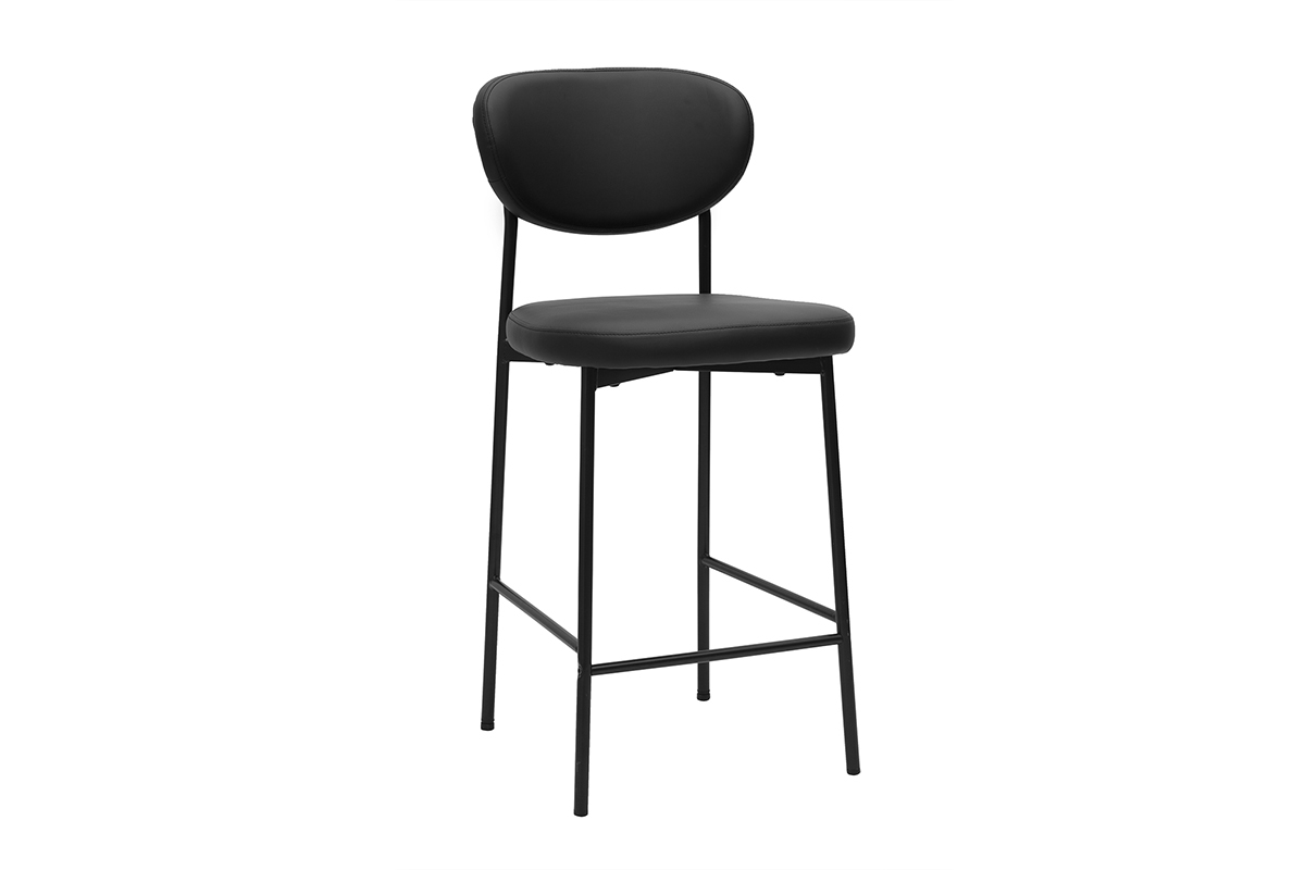 Tabouret de bar noir H65 cm BREKA, vue de 3/4.