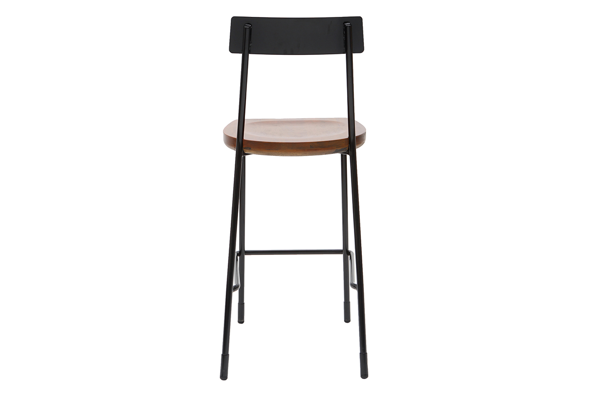 Tabourets de bar industriels m�tal et bois 65 cm (lot de 2) OUDIN