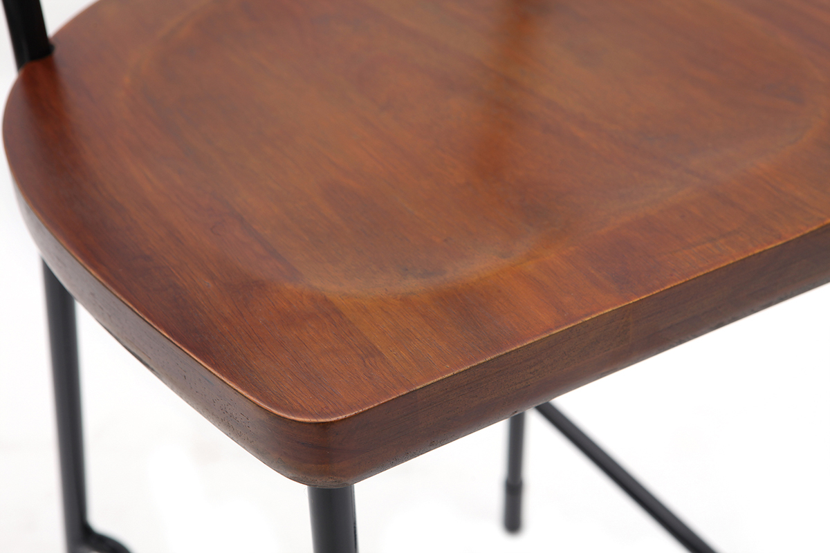 Tabourets de bar industriels m�tal et bois 65 cm (lot de 2) OUDIN