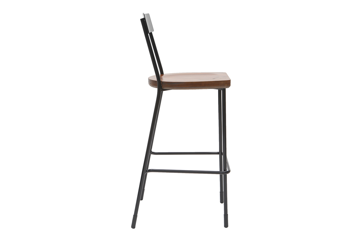 Tabourets de bar industriels m�tal et bois 75 cm (lot de 2) OUDIN