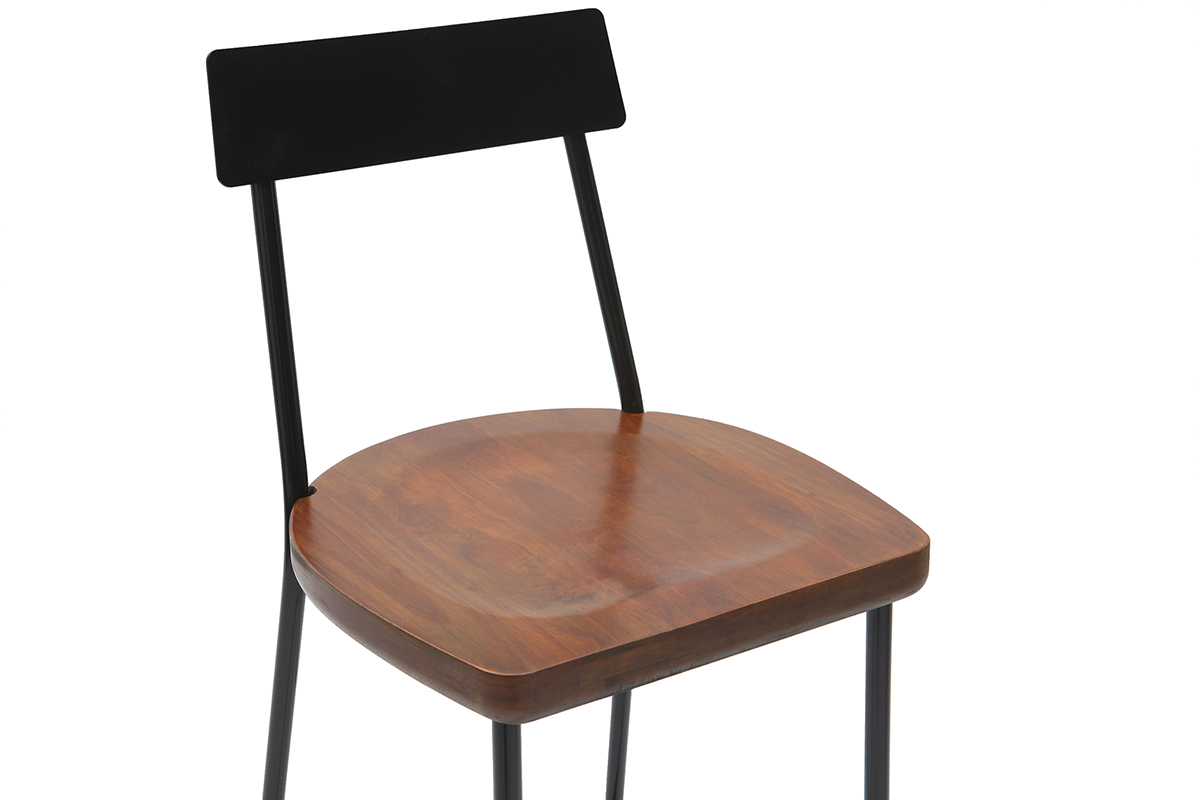 Tabourets de bar industriels m�tal et bois 75 cm (lot de 2) OUDIN