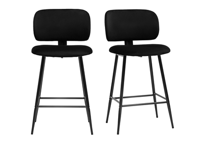Tabourets de bar noirs en tissu velours et métal H70 cm (lot de 2) ATRIUM