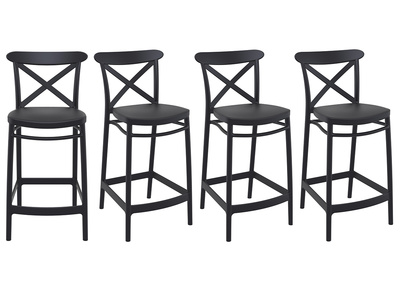 Tabourets de bar noirs H65 cm int&eacute;rieur / ext&eacute;rieur (lot de 4) GERMAIN