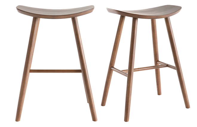 Tabourets de bar noyer H65 cm (lot de 2) DEMORY - Miliboo
