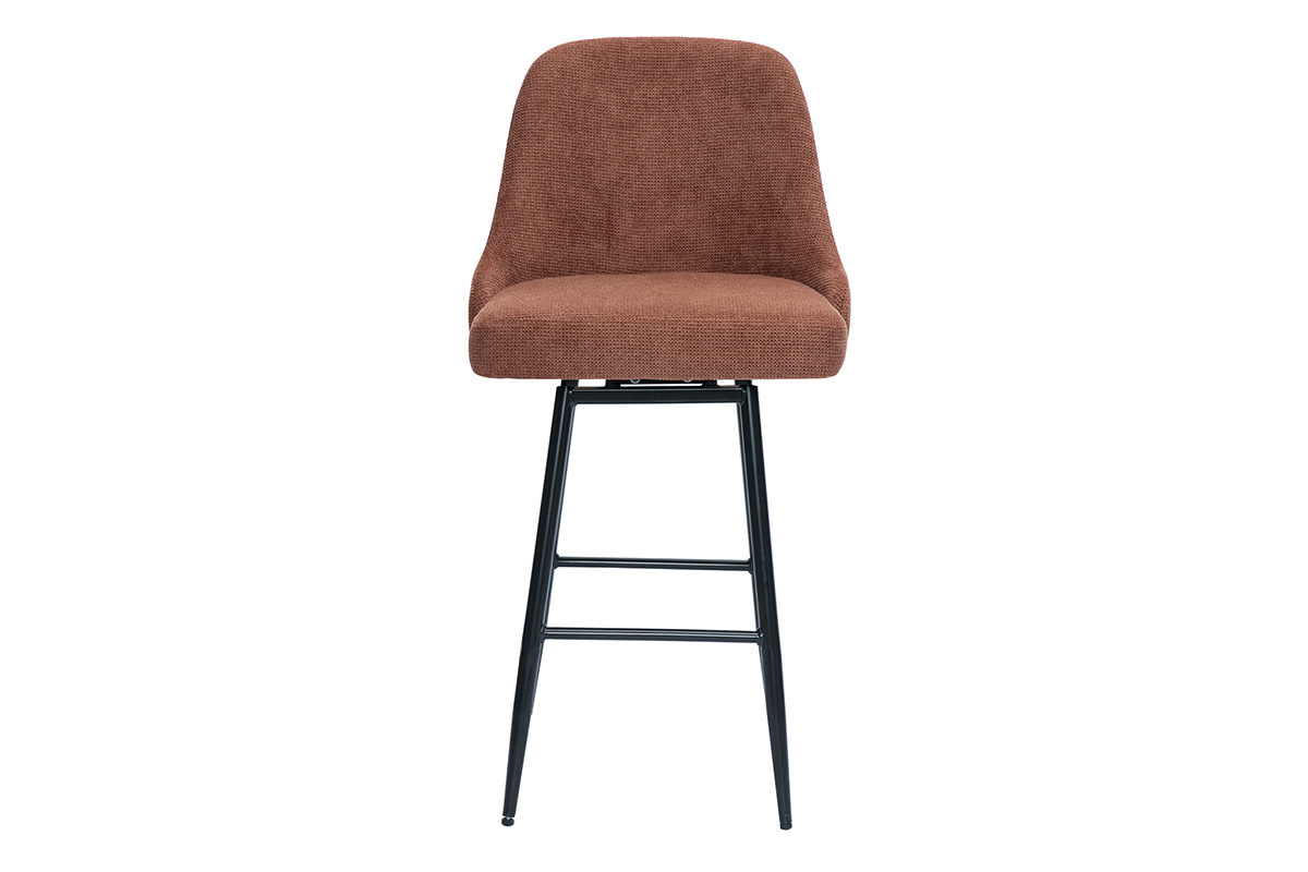 Tabourets de bar pivotants 360 en tissu chenille terre brle et mtal H66 cm (lot de 2) HASTA