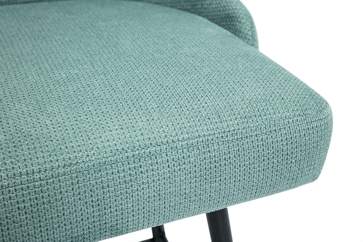 Assise de tabouret en tissu vert cladon textur.