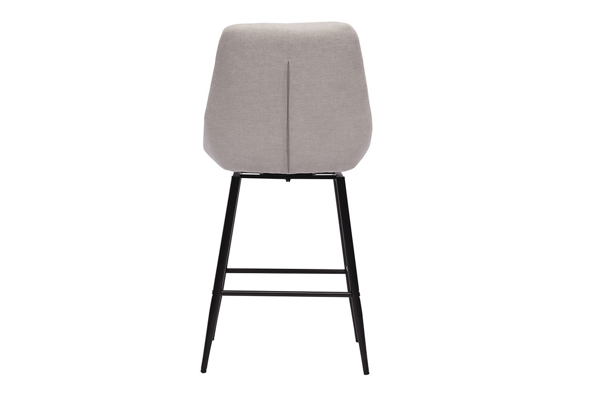 Tabouret de bar en tissu beige et mtal, vue de dos