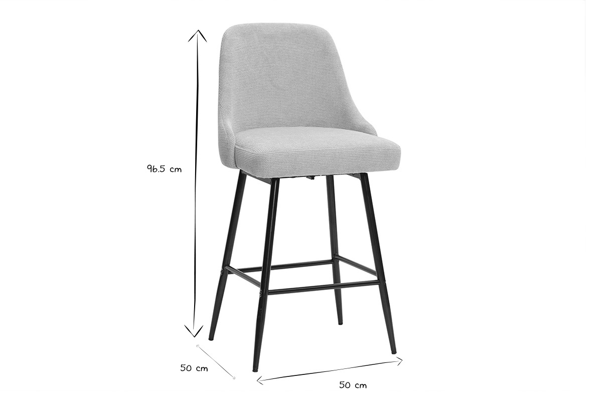 Tabouret de bar pivotants 360�, photo dimensions en noir et blanc