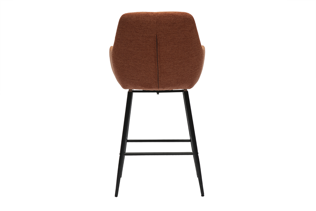 Tabouret ALESS vue arri�re, tissu terre br�l�e, pieds m�tal noir.