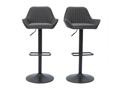 Tabourets de bar réglables design en tissu gris anthracite (lot de 2) RONNIE