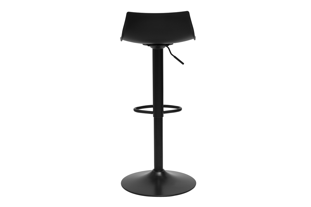 Tabouret haut noir KELLY, assise en polypropylne, pied en mtal. Vue de dos.