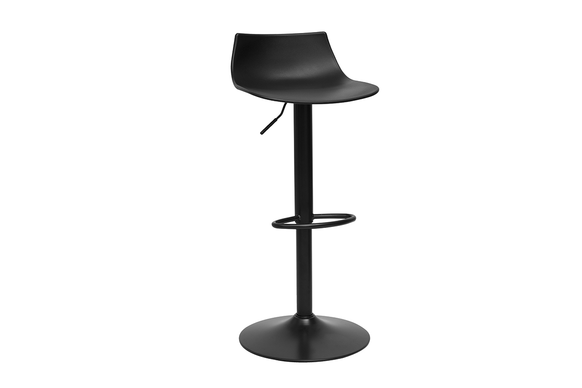 Tabouret de cuisine rglable noir KELLY, vue de 3/4.