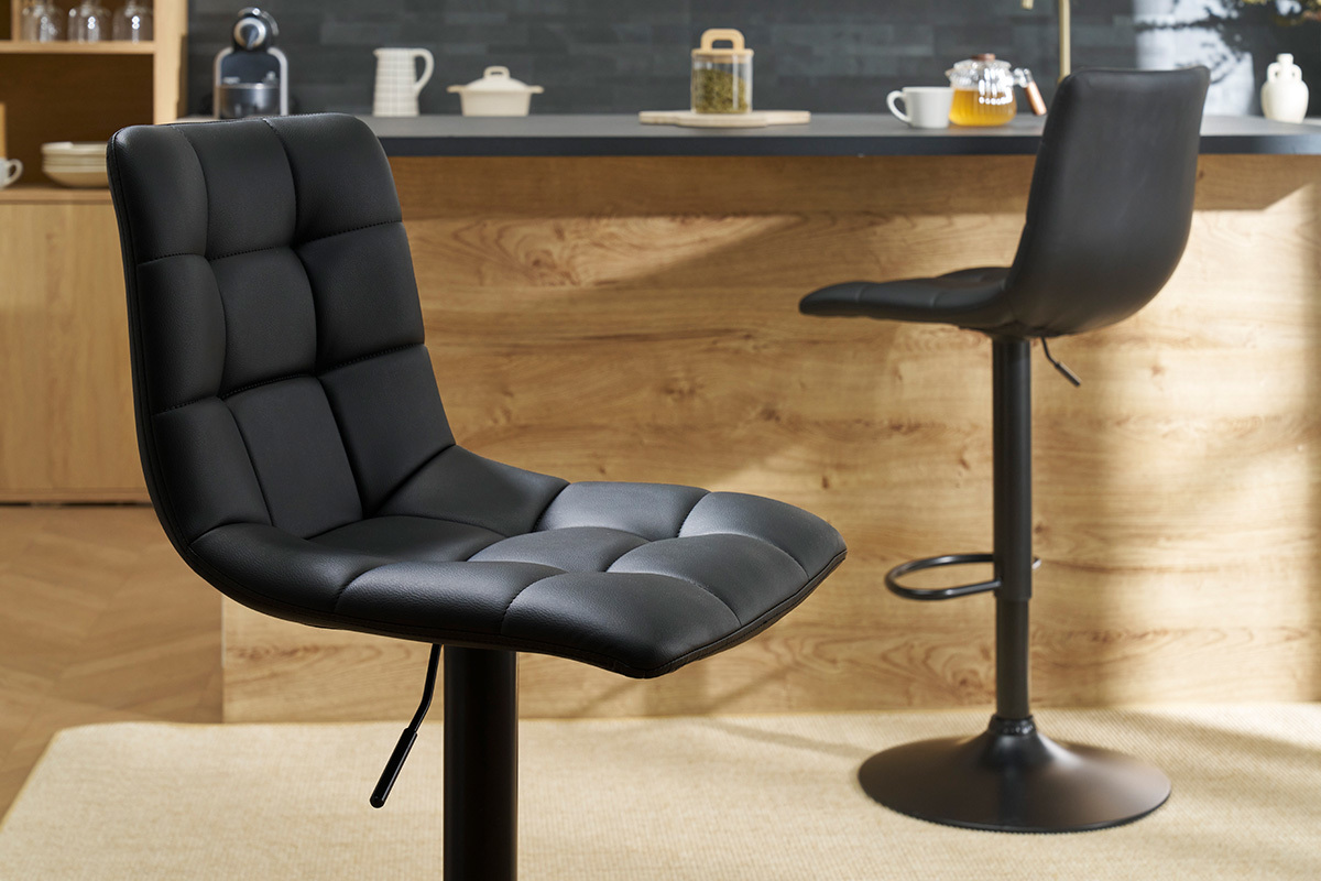 Tabourets de bar rglables design noirs (lot de 2) MAXWELL