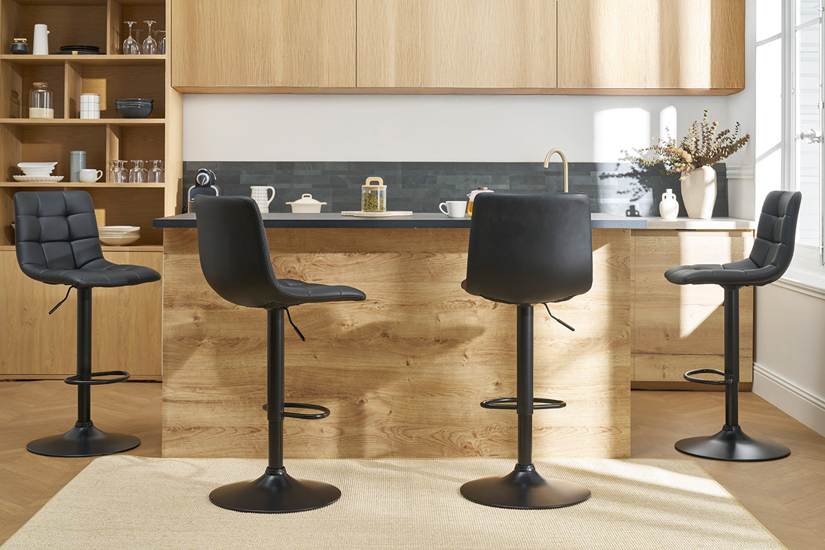 Tabourets de bar rglables design noirs (lot de 2) MAXWELL