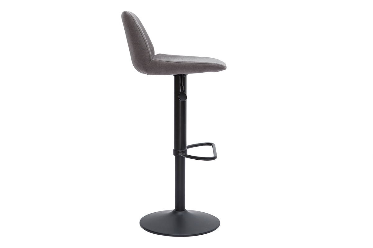 Tabourets de bar r�glables en tissu effet velours gris et m�tal noir (lot de 2) KAOLY