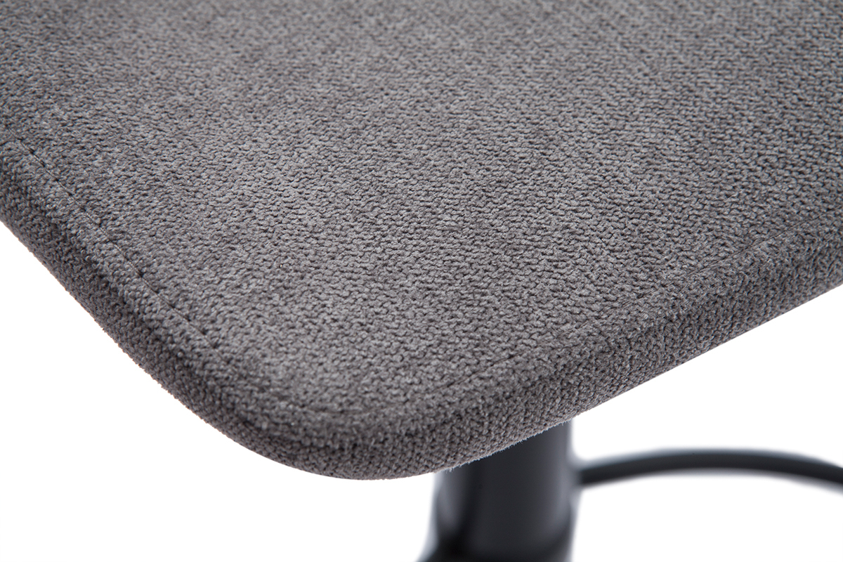 Tabourets de bar r�glables en tissu effet velours gris et m�tal noir (lot de 2) KAOLY