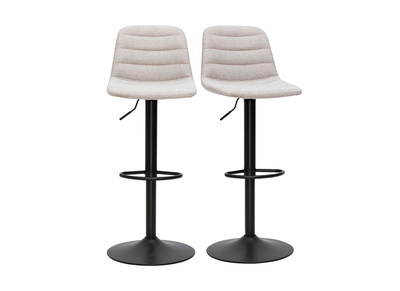 Tabourets de bar réglables en tissu effet velours texturé beige et métal (lot de 2) SAURY