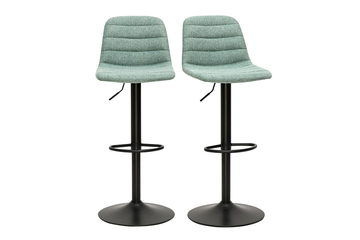 Tabourets de bar rglables en tissu effet velours textur cladon et mtal (lot de 2) SAURY