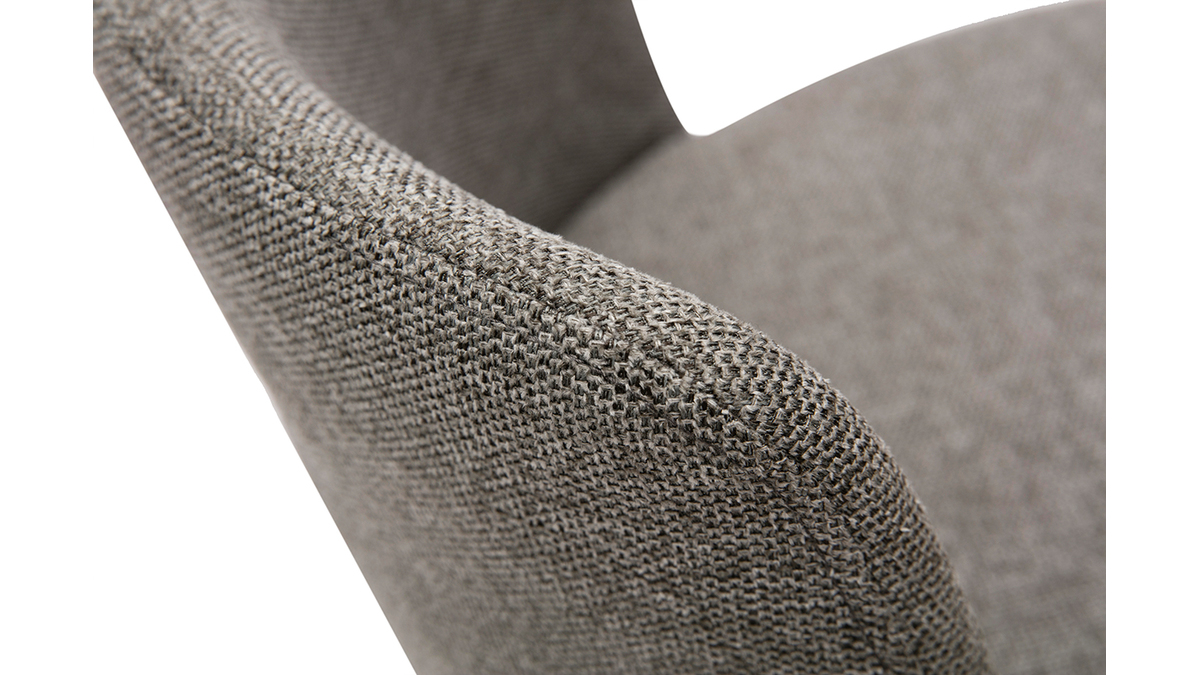 Tabourets de bar réglables en tissu effet velours texturé gris et métal noir (lot de 2) MONTI