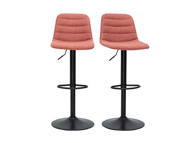 Tabourets de bar réglables en tissu effet velours texturé terracotta et métal (lot de 2) SAURY