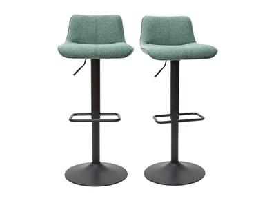 Tabourets de bar réglables en tissu effet velours texturé vert céladon et métal (lot de 2) BOOST