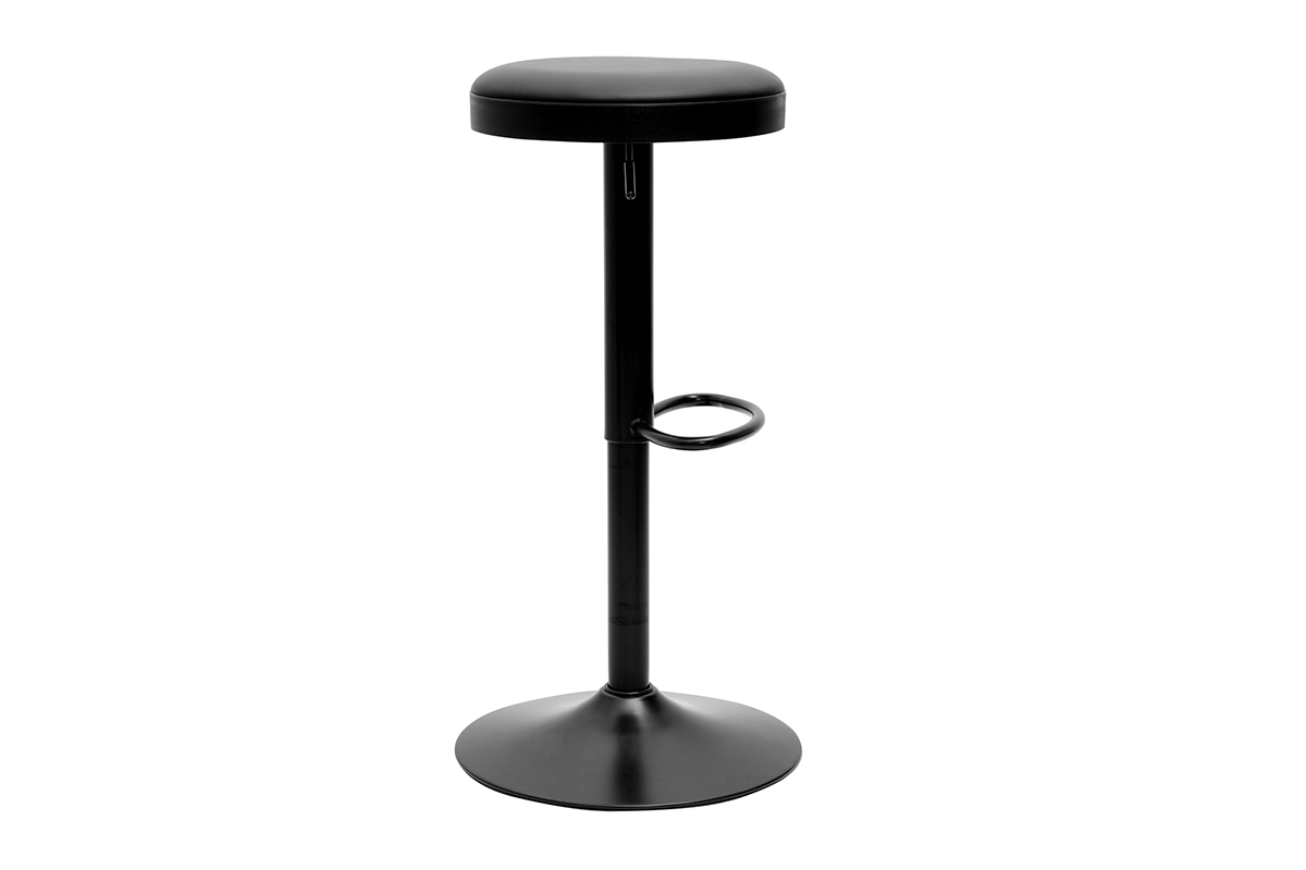 tabouret haut rglable noir BYRON en mtal et polyurthane, design moderne