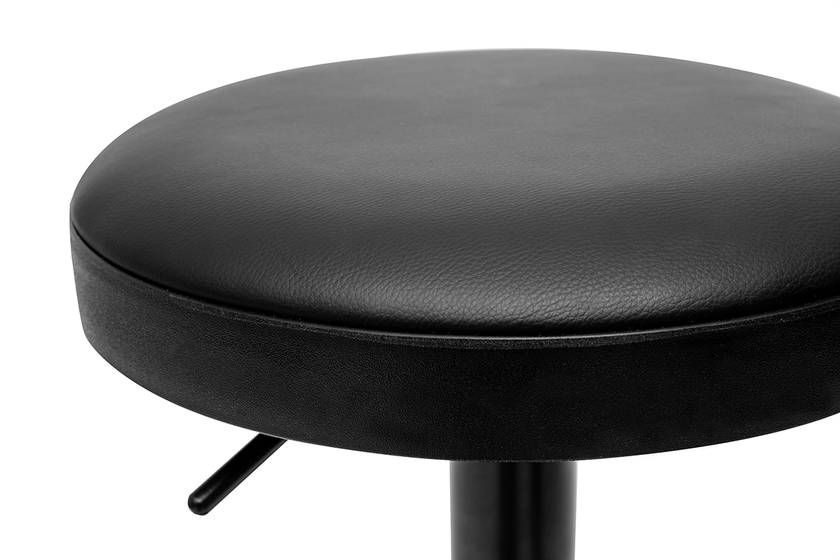 Zoom assise de tabouret sans dossier noir BYRON, en mtal et polyurthane.