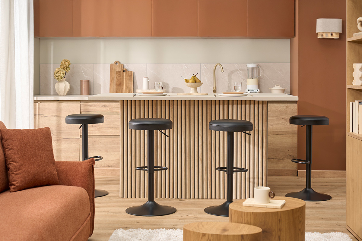 Tabourets de bar r�glables noirs (lot de 2) BYRON