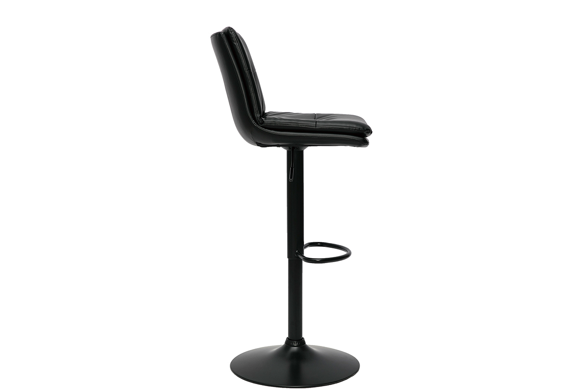 Tabourets de bar rglables noirs et mtal noir (lot de 2) ZUCK