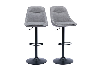Tabourets de bar réglables pivotants 360° en tissu effet velours texturé gris et métal (lot de 2) ALESS