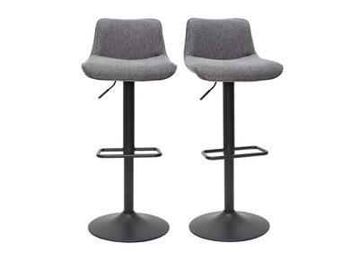Tabourets de bar réglables pivotants 360° en tissu effet velours texturé gris et métal (lot de 2) BOOST