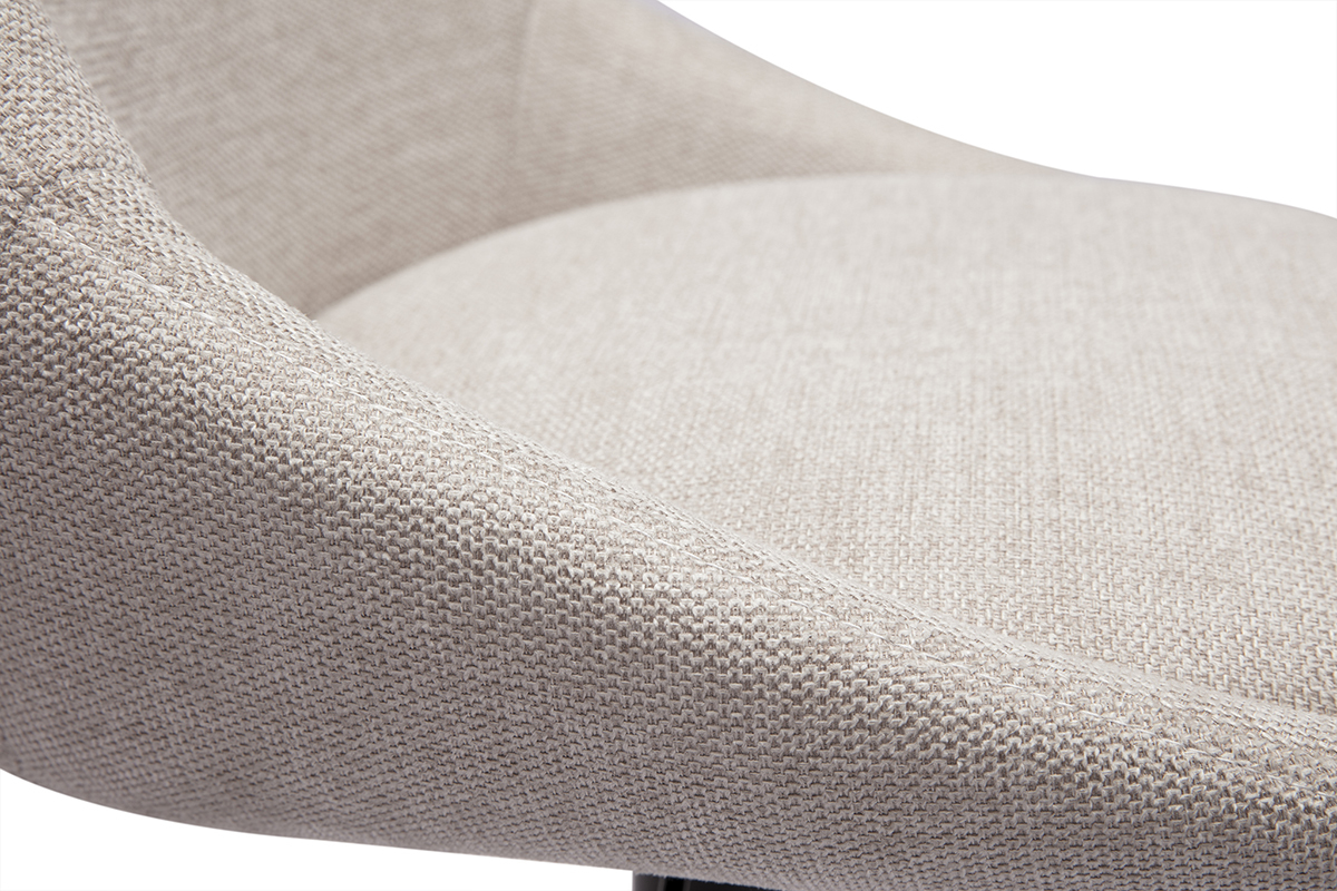 Gros plan sur le tissu effet velours textur� beige d'un tabouret de bar ALESS.