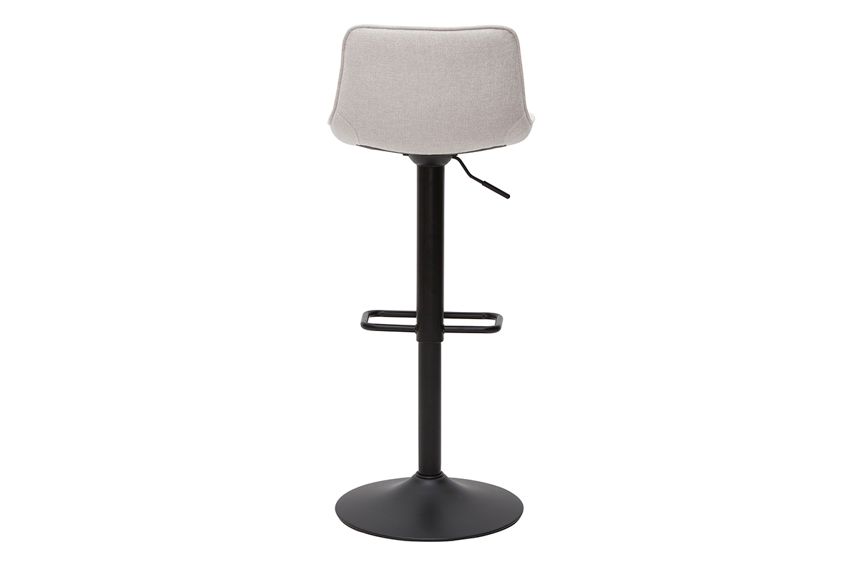 Tabourets de bar r�glables pivotants 360� en tissu effet velours textur� beige et m�tal noir (lot de 2) BOOST