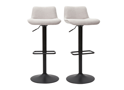 Tabourets de bar r&eacute;glables pivotants 360&deg; en tissu effet velours textur&eacute; beige et m&eacute;tal noir (lot de 2) BOOST