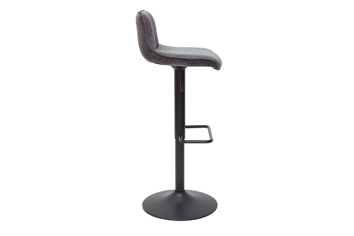 Tabourets de bar r�glables pivotants 360� en tissu effet velours textur� gris et m�tal (lot de 2) BOOST