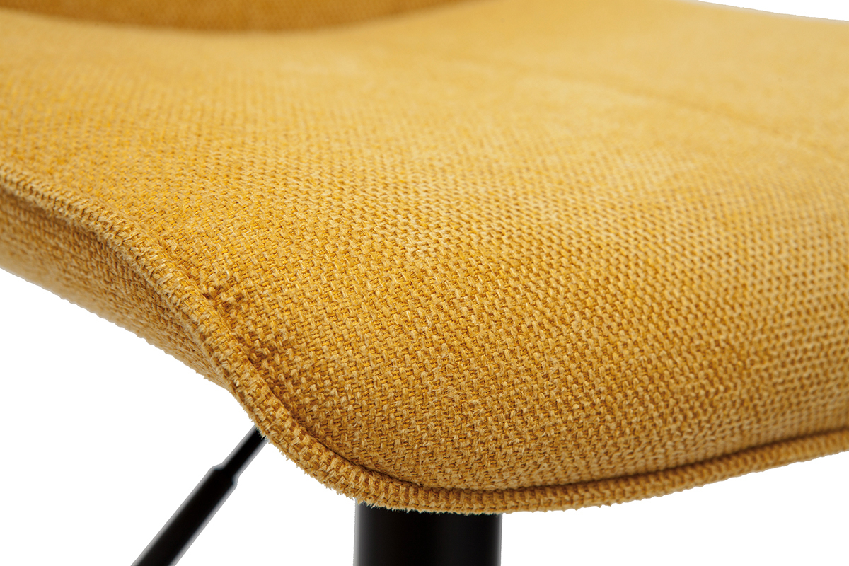 Tabourets de bar r�glables pivotants 360� en tissu effet velours textur� jaune moutarde et m�tal (lot de 2) BOOST