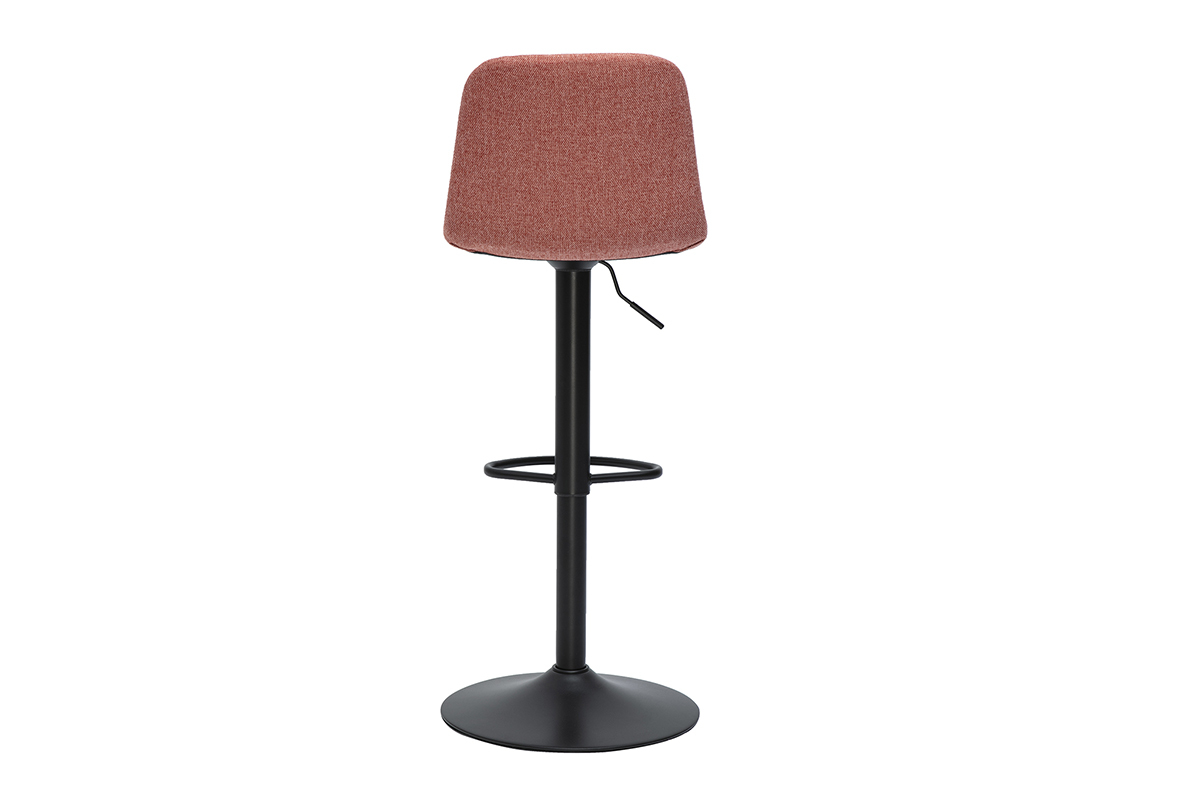 Tabouret de bar r�glable en tissu terracotta et m�tal, vue de dos.