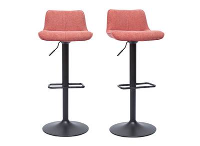 Tabourets de bar r&eacute;glables pivotants 360&deg; en tissu effet velours textur&eacute; terracotta et m&eacute;tal noir (lot de 2) BOOST