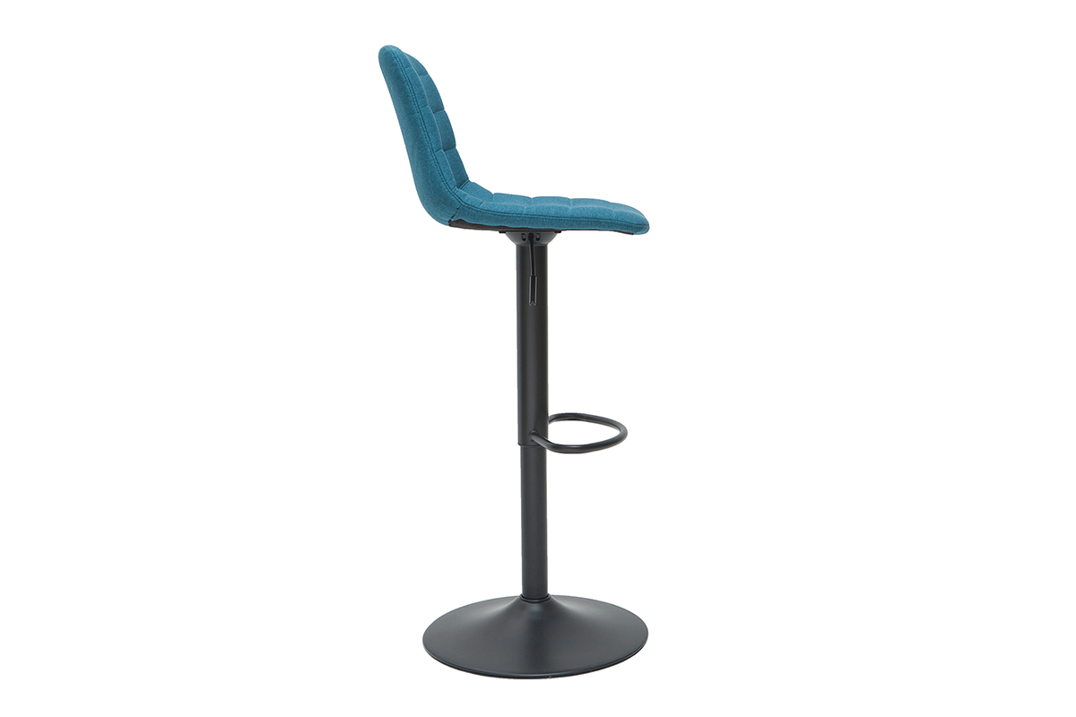 Tabourets de bar r�glables pivotants 360� en tissu et m�tal bleu canard (lot de 2) SAURY