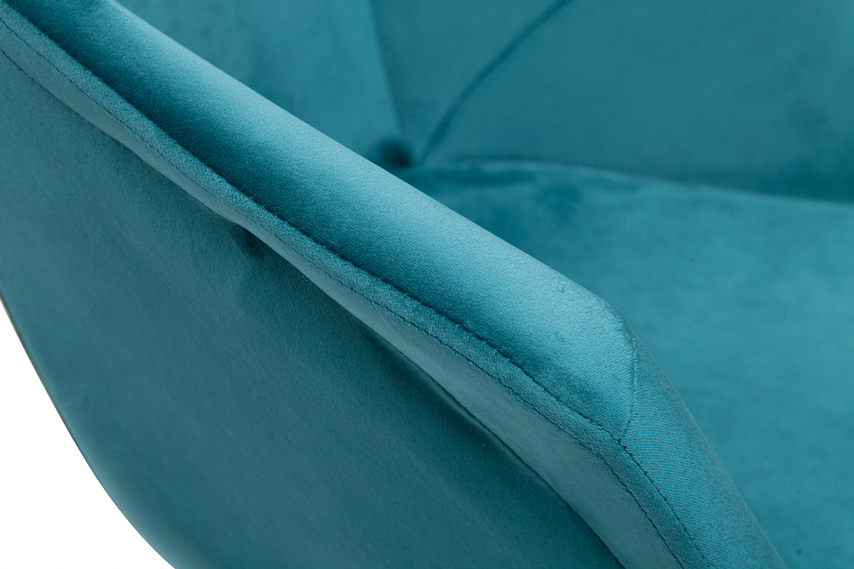 Tabourets de bar r�glables pivotants 360� en velours bleu p�trole et m�tal  (lot de 2) TAYA