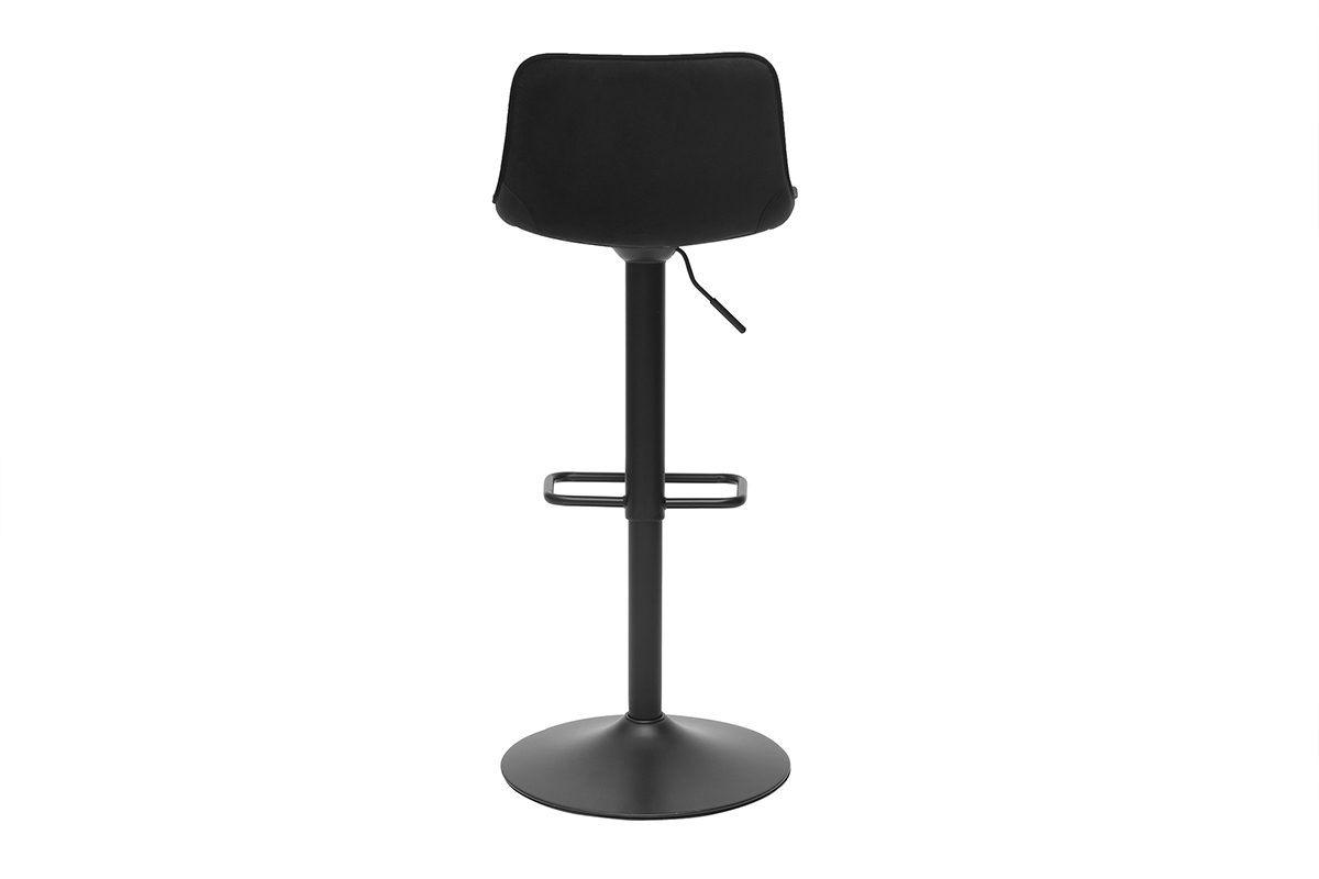 Tabourets de bar r�glables pivotants 360� noirs en tissu velours et m�tal (lot de 2) BOOST