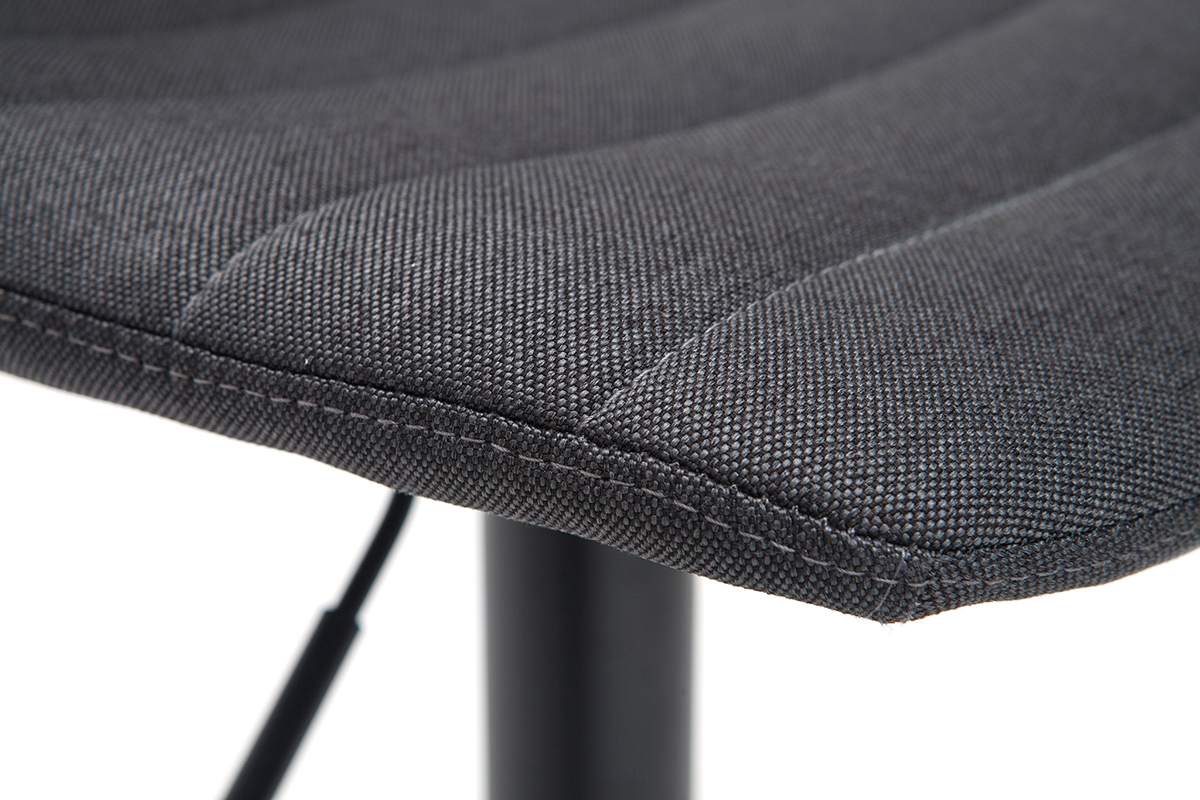 Tabourets de bar r�glables pivotants 360� tissu et m�tal gris fonc� (lot de 2) SAURY