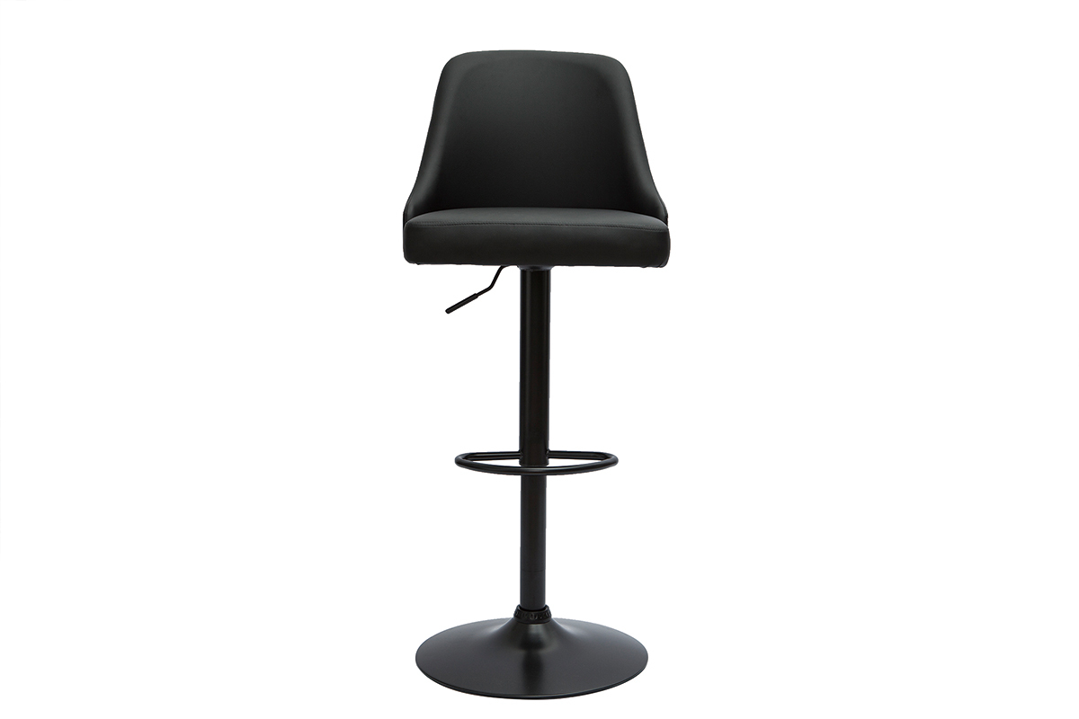 Tabourets de bar r�glables polyur�thane noir et m�tal noir (lot de 2) HASTA
