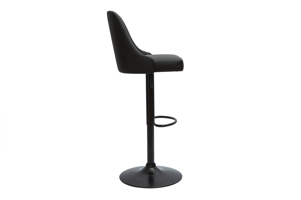 Tabourets de bar r�glables polyur�thane noir et m�tal noir (lot de 2) HASTA