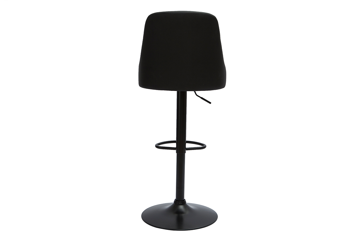Tabourets de bar r�glables polyur�thane noir et m�tal noir (lot de 2) HASTA