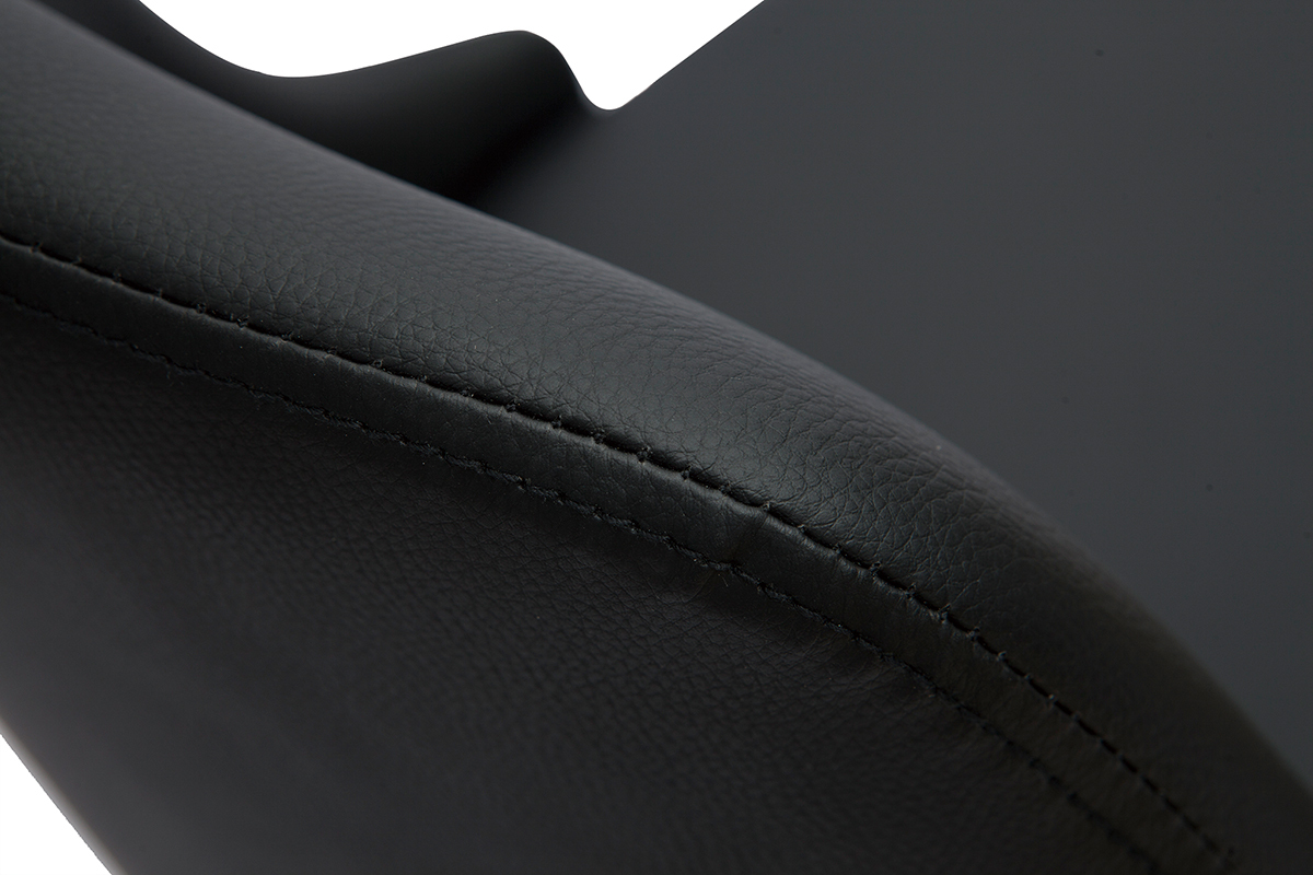 Tabourets de bar r�glables polyur�thane noir et m�tal noir (lot de 2) HASTA